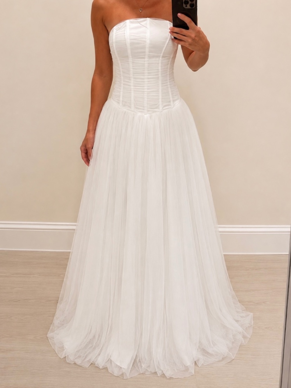 Fashion Nova White Strapless Corset Tulle Gown – XS